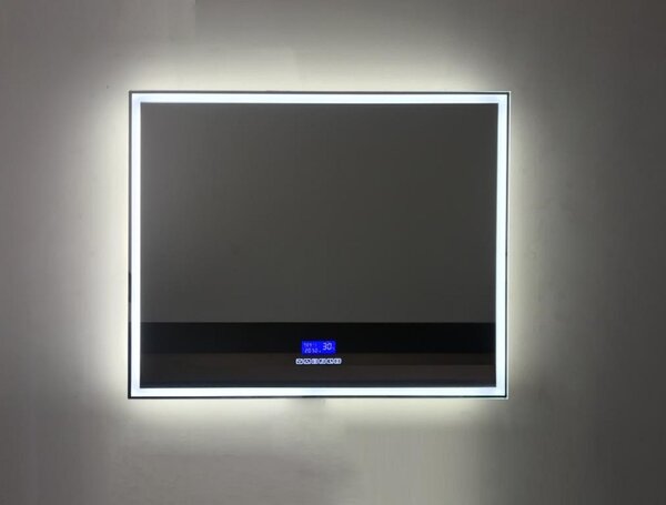 Зеркало BelBagno SPC-GRT-1000-800-LED-TCH-RAD 100 x 80 см со встроенным светильником, сенсорным выключателем, bluetooth, цифровым термометром, радио